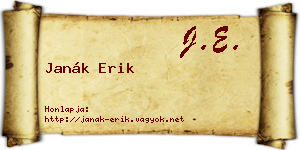 Janák Erik névjegykártya